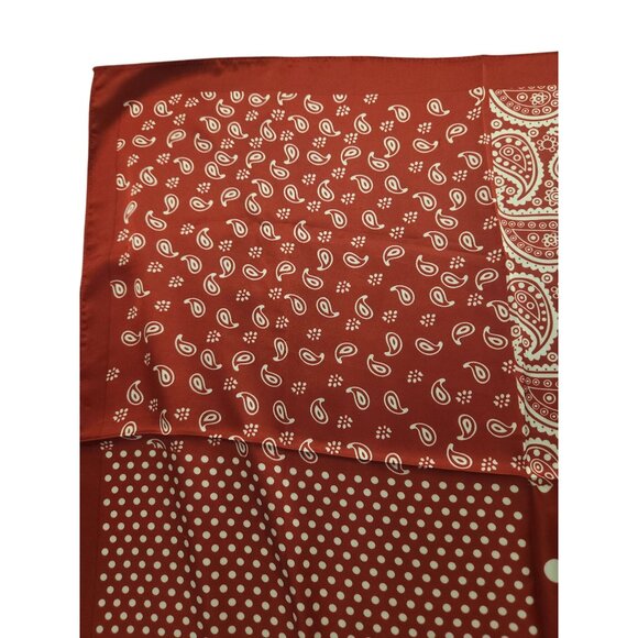 Red Patchwork Paisley Polka Dot Handkerchief Bandana 20" Retro Scarf Square - Picture 7 of 13